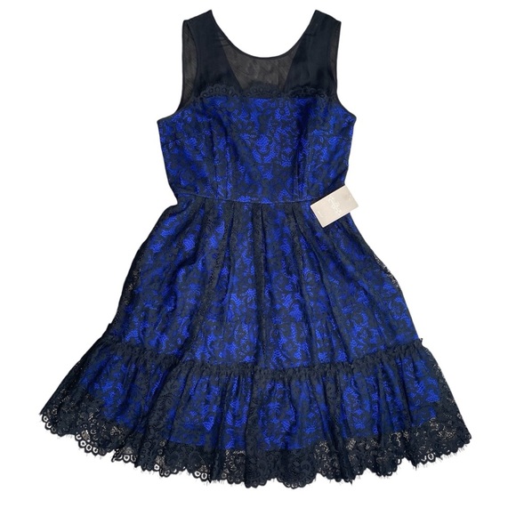 NWT Anthropologie Moulinette Soeurs Sapphire Blue Lace Cocktail Dress Women 6 - Picture 2 of 13